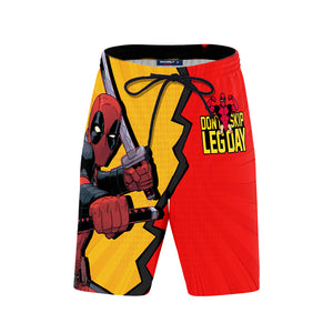 Deadpool - Gym Don't Skip Leg Day Beach Shorts   