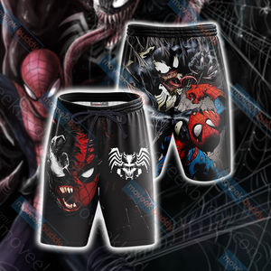 Spider-Man and Venom Unisex 3D T-shirt Beach Shorts S 