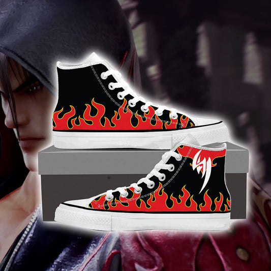 Tekken Jin Kazama Red Flame High Top Shoes SIZE 29
