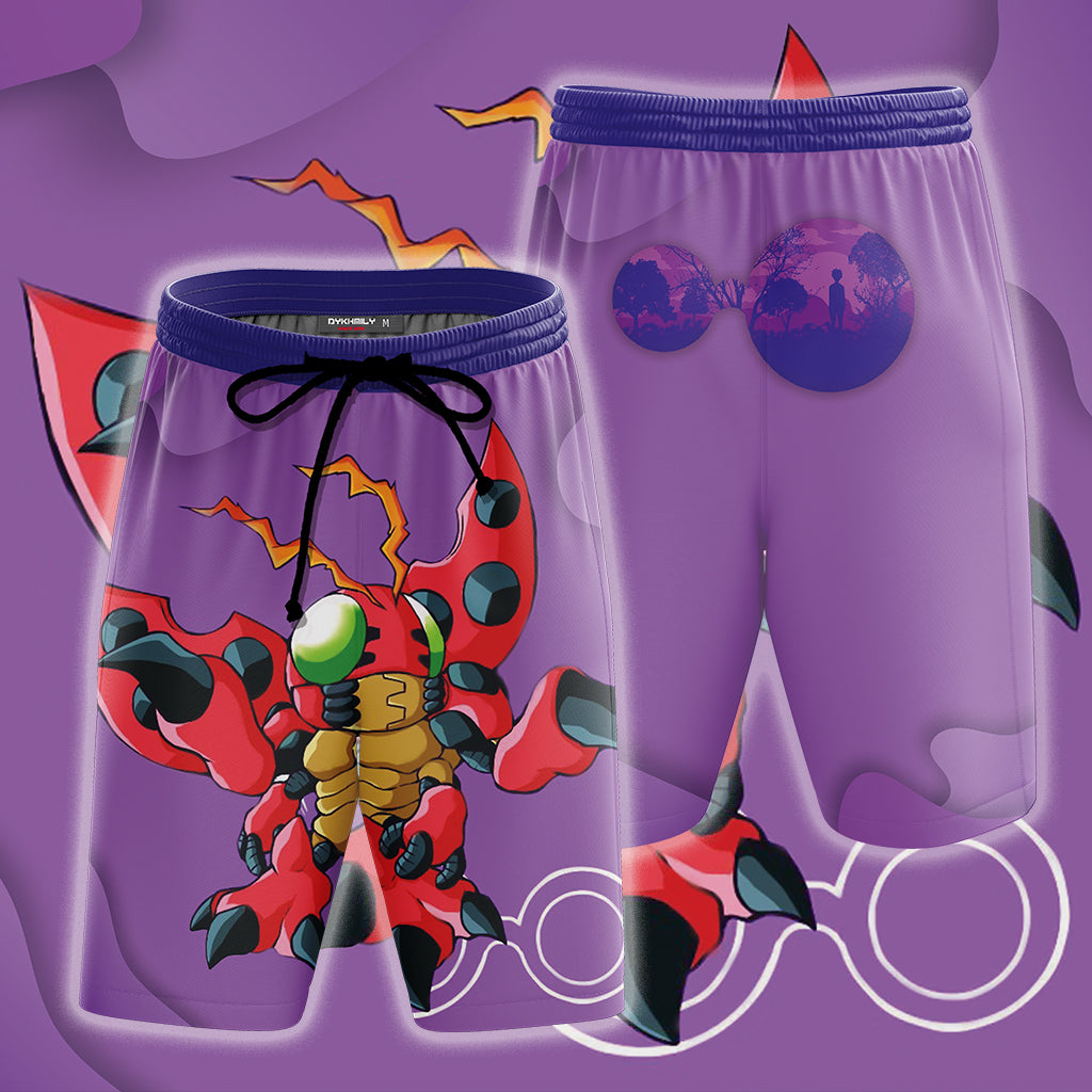 Digimon Tentomon Unisex 3D Beach Shorts S  