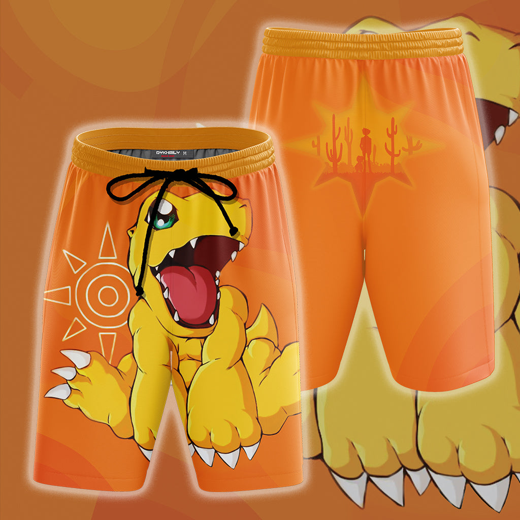 Digimon Agumon Unisex Beach Shorts S  