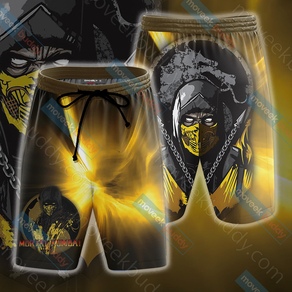Mortal Kombat Scorpion New Look 3D Beach Shorts US/EU XXS (ASIAN S)  