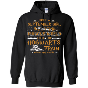 Harry Potter T-shirt Just A September Girl Living In A Muggle World Black S 