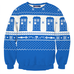 Doctor Who TARDIS Ugly Christmas 3D Sweater   