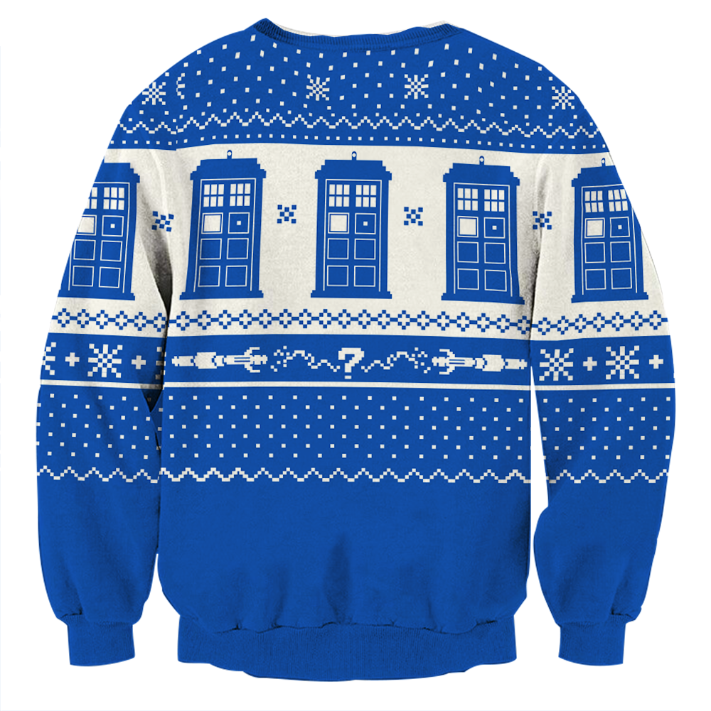 Doctor Who TARDIS Ugly Christmas 3D Sweater   