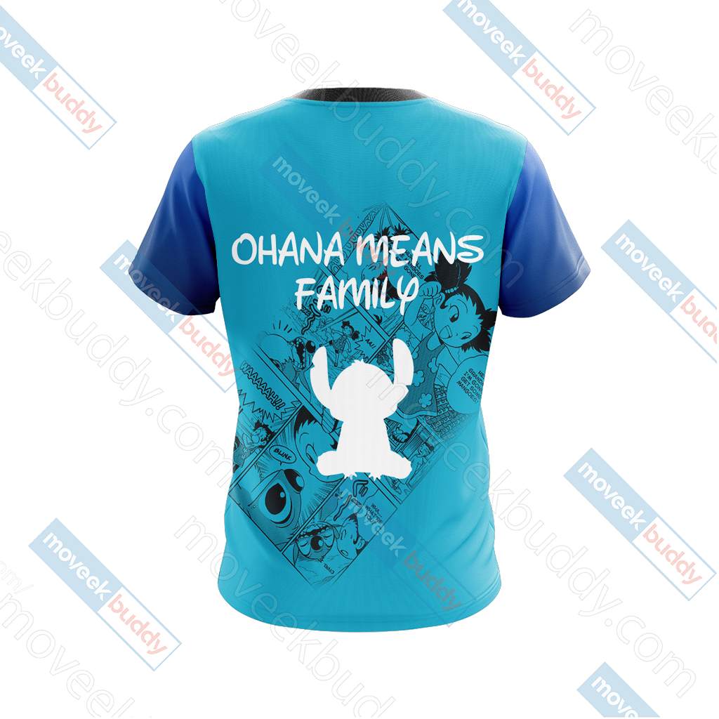 Stitch - Ohana Means Family Unisex 3D T-shirt   