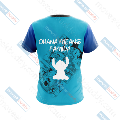 Stitch - Ohana Means Family Unisex 3D T-shirt   