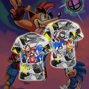 Crash Bandicoot x Mario x Sonic The Hedgehog Unisex 3D T-shirt T-shirt S 