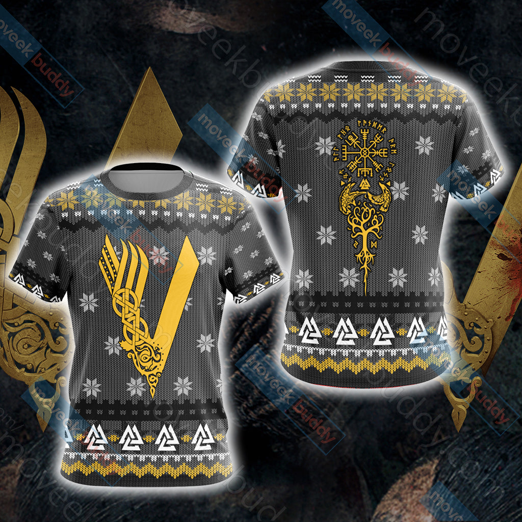 Vikings Knitting Style Unisex 3D T-shirt   