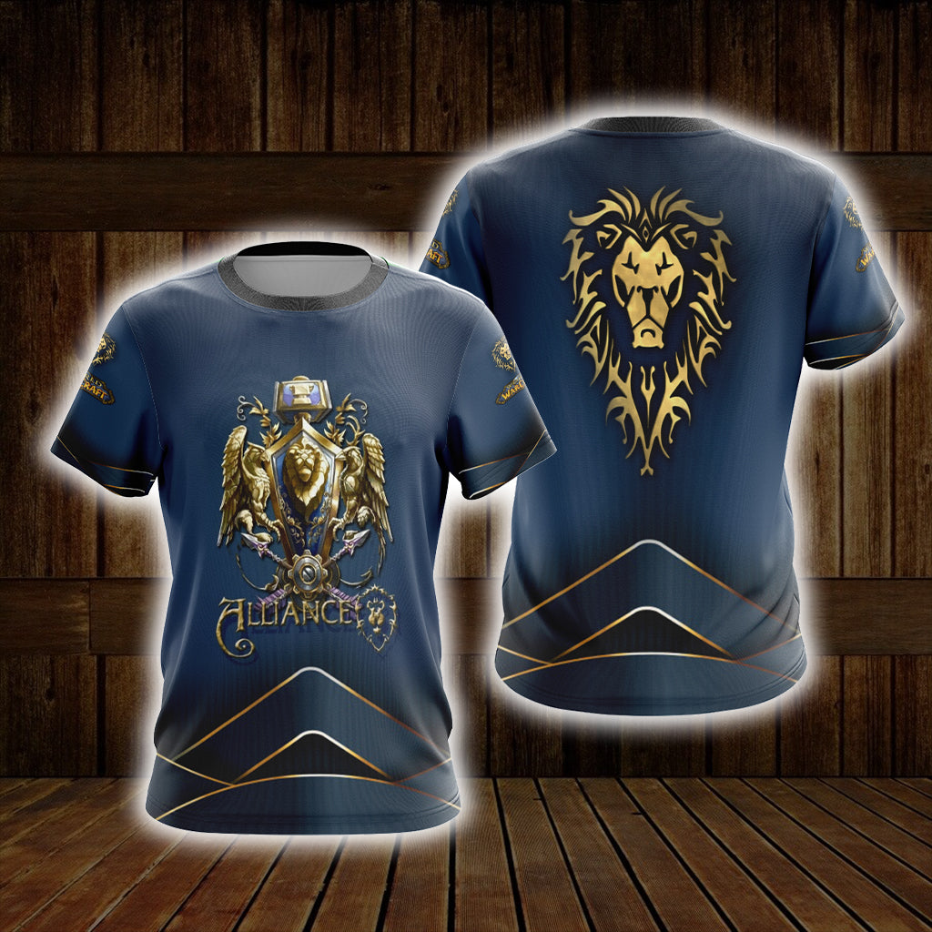 World Of Warcraft - Alliance races crest Unisex 3D T-shirt US/EU S (ASIAN L)  