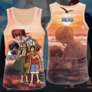 One Piece Luffy x Shanks Anime Manga 3D All Over Print T-shirt Tank Top Zip Hoodie Pullover Hoodie Hawaiian Shirt Beach Shorts Jogger Tank Top S 