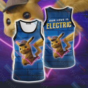 Our Love Is Electric Detective Pikachu New Unisex 3D T-shirt Tank Top S 
