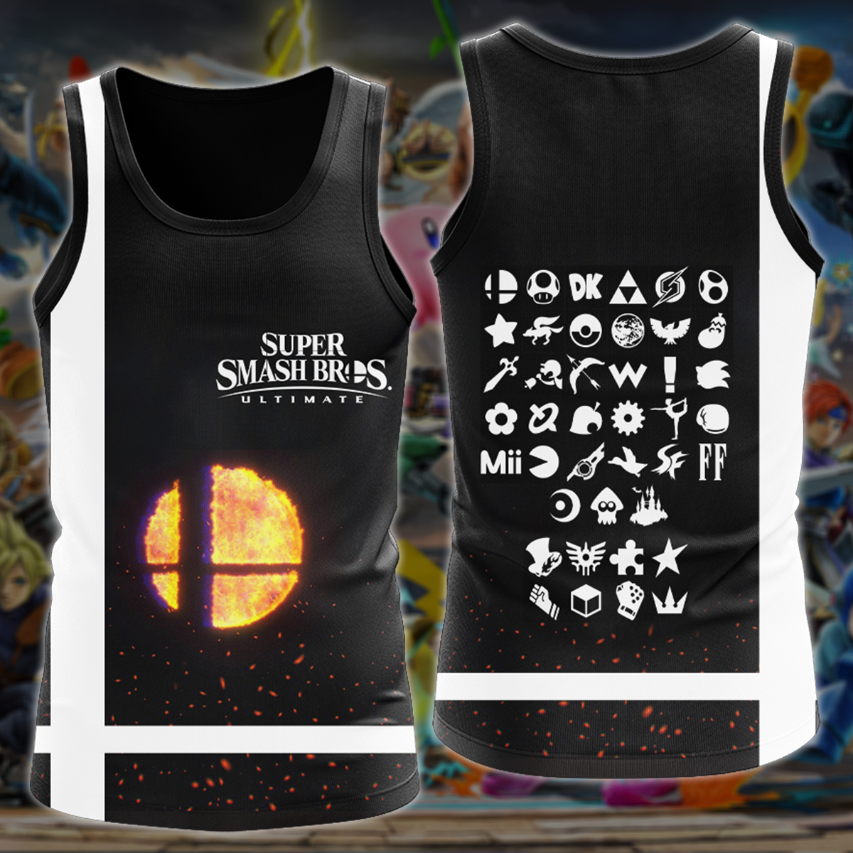 Super Smash Bros. Ultimate Video Game All Over Printed T-shirt Tank Top Zip Hoodie Pullover Hoodie Hawaiian Shirt Beach Shorts Joggers Tank Top S 