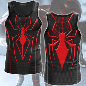 Spider-Man 2 Miles Morales T.R.A.C.K Black Suit Cosplay Video Game All Over Printed T-shirt Tank Top Zip Hoodie Pullover Hoodie Hawaiian Shirt Beach Shorts Joggers Tank Top S 