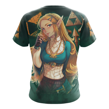 Princess Zelda The Legend of Zelda All Over Print T-shirt Zip Hoodie Pullover Hoodie   