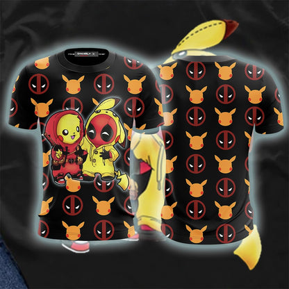 PikaPool Deadpool And Pikachu Unisex 3D T-shirt   