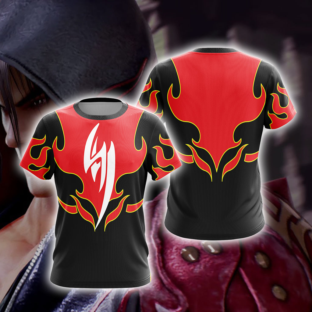 Tekken Jin Kazama Red Flame Unisex 3D T-shirt US/EU S (ASIAN L)  