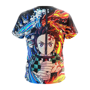 Tanjiro Sun and Water Breathing Techniques Demon Slayer All Over Print T-shirt Zip Hoodie Pullover Hoodie   