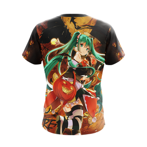 Hatsune Miku Halloween All Over Print T-shirt Zip Hoodie Pullover Hoodie   