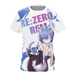 Rem Re:Zero All Over Print T-shirt Zip Hoodie Pullover Hoodie   