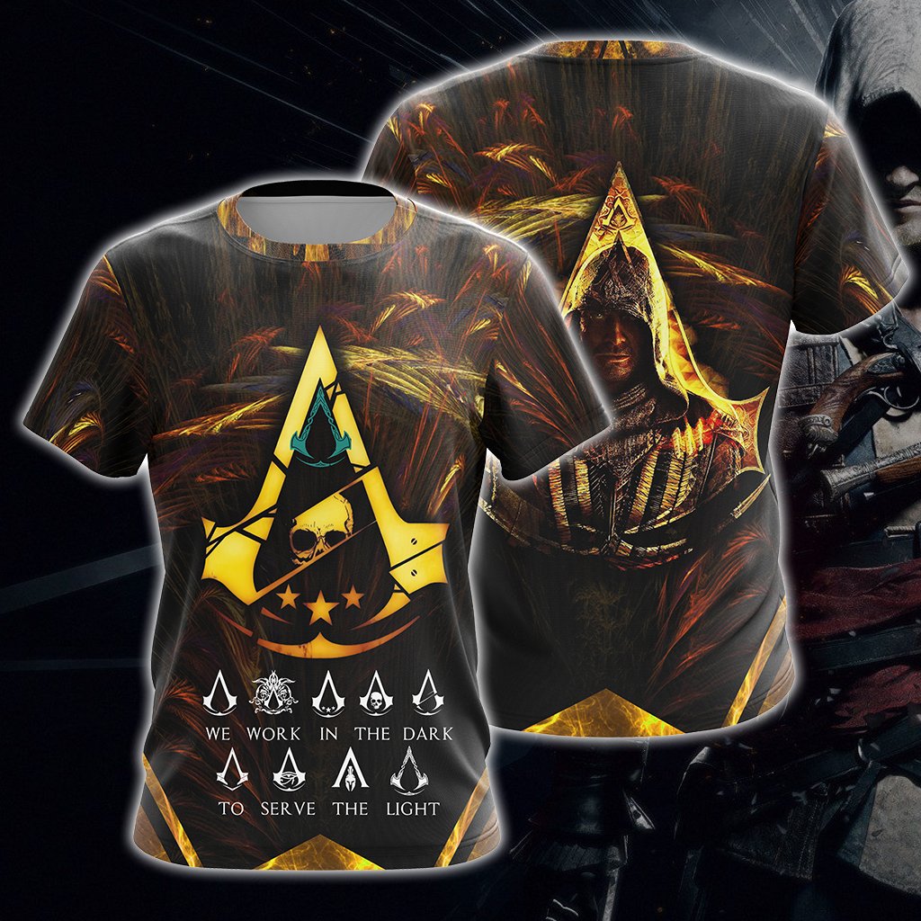 Assassin's Creed We Work In The Dark To Serve The Light Unisex 3D T-shirt Zip Hoodie Pullover Hoodie T-shirt S 