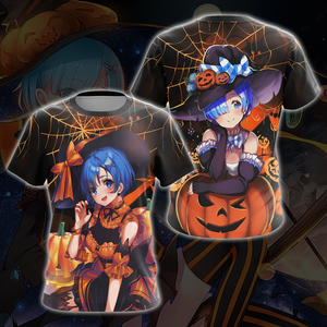 Rem Re:Zero Halloween All Over Print T-shirt Zip Hoodie Pullover Hoodie T-shirt S 