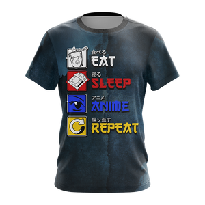 Eat Sleep Anime Repeat Unisex 3D T-shirt   