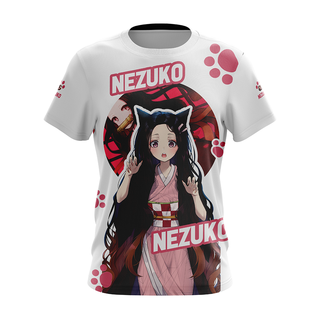 Nezuko Demon Slayer All Over Print T-shirt Zip Hoodie Pullover Hoodie   