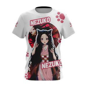 Nezuko Demon Slayer All Over Print T-shirt Zip Hoodie Pullover Hoodie   