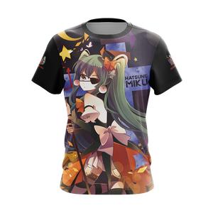 Hatsune Miku Halloween All Over Print T-shirt Zip Hoodie Pullover Hoodie   