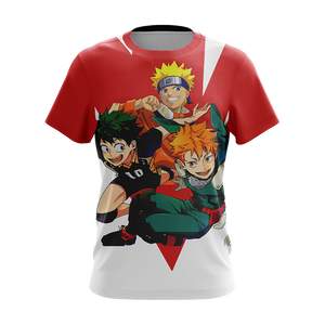 My hero academia x Naruto x Haikyuu Unisex 3D T-shirt   