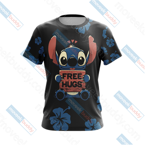 Stitch Loves Hugs Free Hugs Unisex 3D T-shirt   