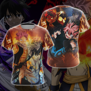 Fairy Tail Natsu vs Gray Unisex 3D T-shirt Zip Hoodie T-shirt S 