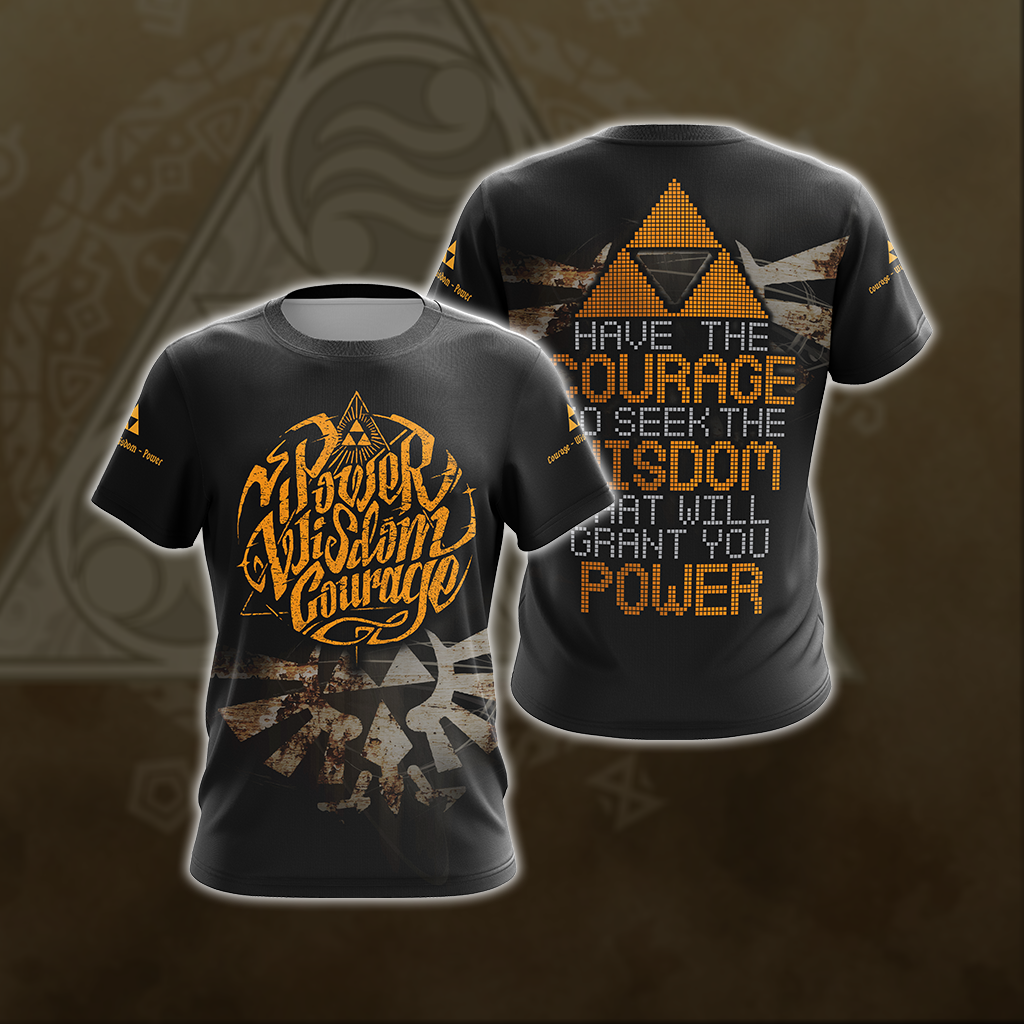 The Legend Of Zelda - Have The Courage To Seek The Wisdom Unisex 3D T-shirt Zip Hoodie Pullover Hoodie T-shirt S 