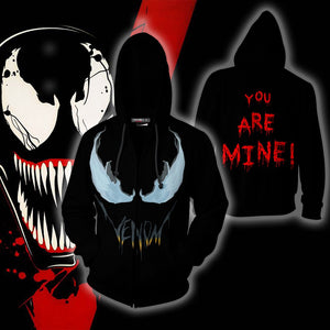 You Are Mine - Venom Marvel Zip Up Hoodie S  