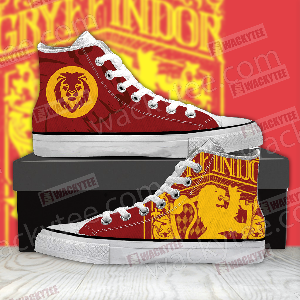 Harry Potter Brave Like A Gryffindor Wacky Style High Top Shoes MoveekBuddyShop