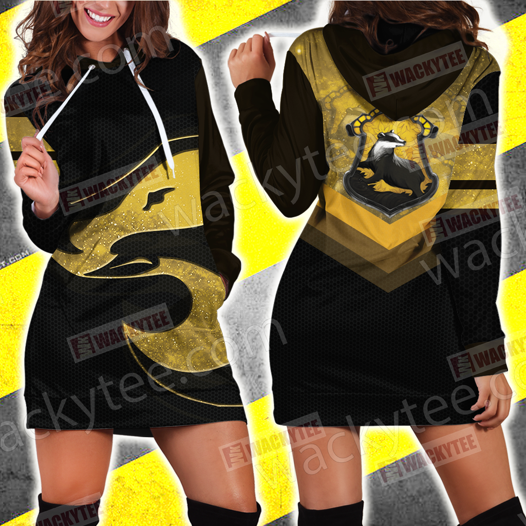 Hogwarts Castle Harry Potter - Loyal Like A Hufflepuff Wacky Style 3D Hoodie Dress XS  