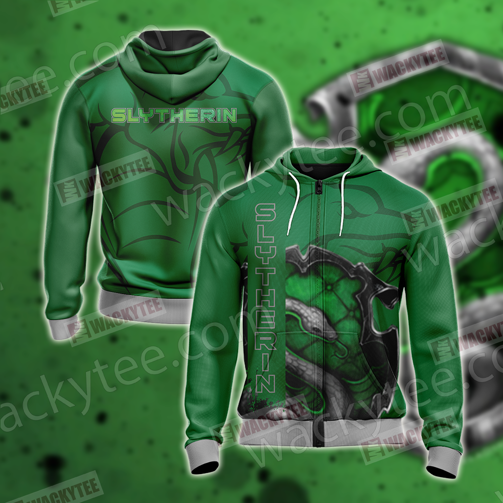 Slytherin - Power-Hungry Harry Potter Unisex 3D T-shirt Zip Hoodie S 