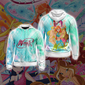 Winx Club Unisex 3D T-shirt Zip Hoodie XS 