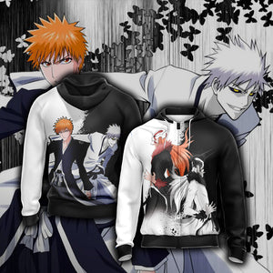 Bleach - Kurosaki and Shirosaki New Unisex 3D T-shirt Zip Hoodie XS 