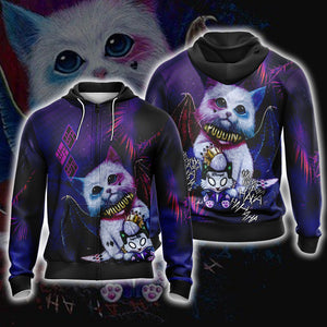 Harley Quinn Cute Cat Unisex 3D T-shirt Zip Hoodie Zip Hoodie S 