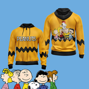 Peanuts Character  Unisex 3D T-shirt Zip Hoodie XS 