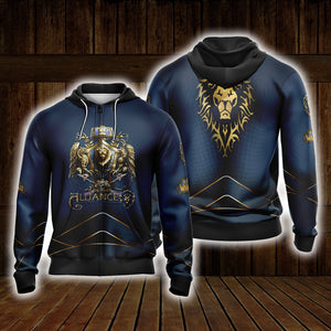 World Of Warcraft - Alliance races crest Unisex 3D T-shirt Zip Hoodie XS 