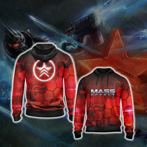 Mass Effect - Renegade Unisex 3D T-shirt Zip Hoodie XS 