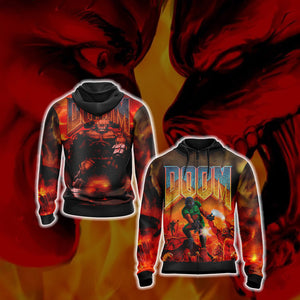 Doom Video Game T-shirt Hoodie Zip Hoodie XS 