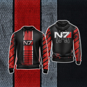 Mass Effect - N7 New Version Unisex 3D T-shirt Zip Hoodie XS 