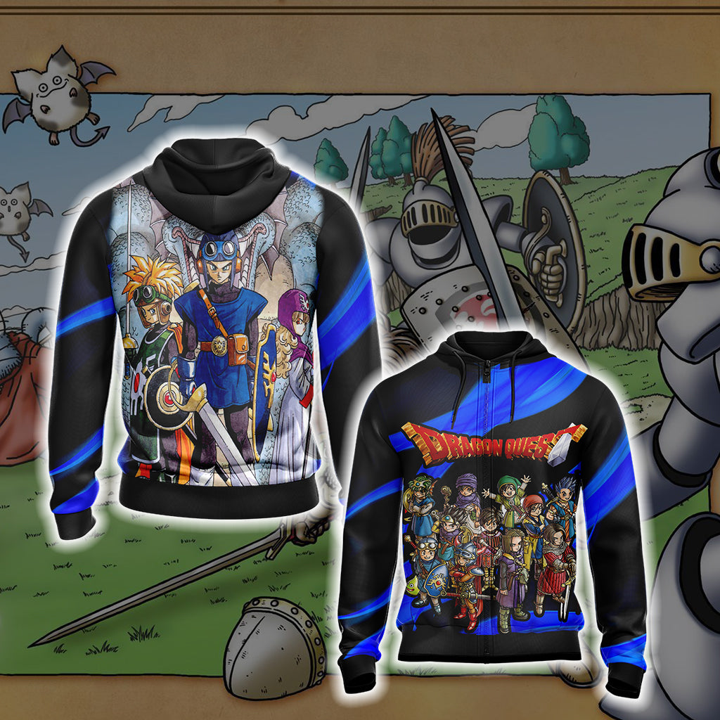 Dragon Quest New Style Unisex 3D T-shirt Zip Hoodie XS 