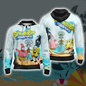 SpongeBob SquarePants New Style Unisex 3D T-shirt Zip Hoodie XS 