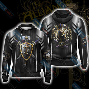 World Of Warcraft - For the Alliance New Look Unisex 3D T-shirt Zip Hoodie XS 