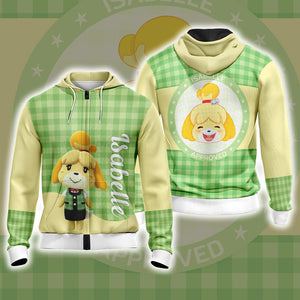 Animal Crossing Isabelle Unisex 3D T-shirt Zip Hoodie XS 